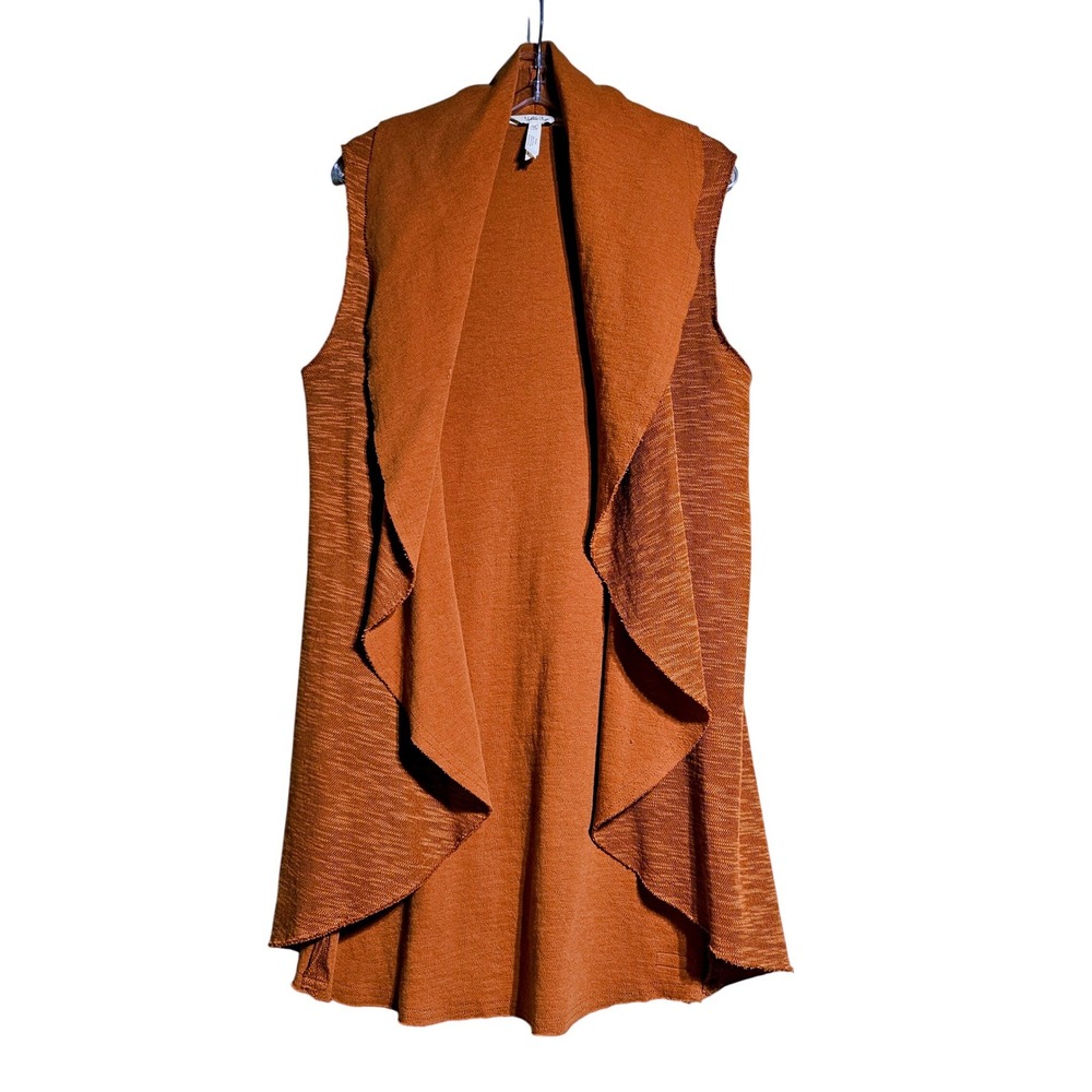 Matilda Jane Rust Orange Draped Waterfall Knit Vest M Boho Fall Coastal Layering